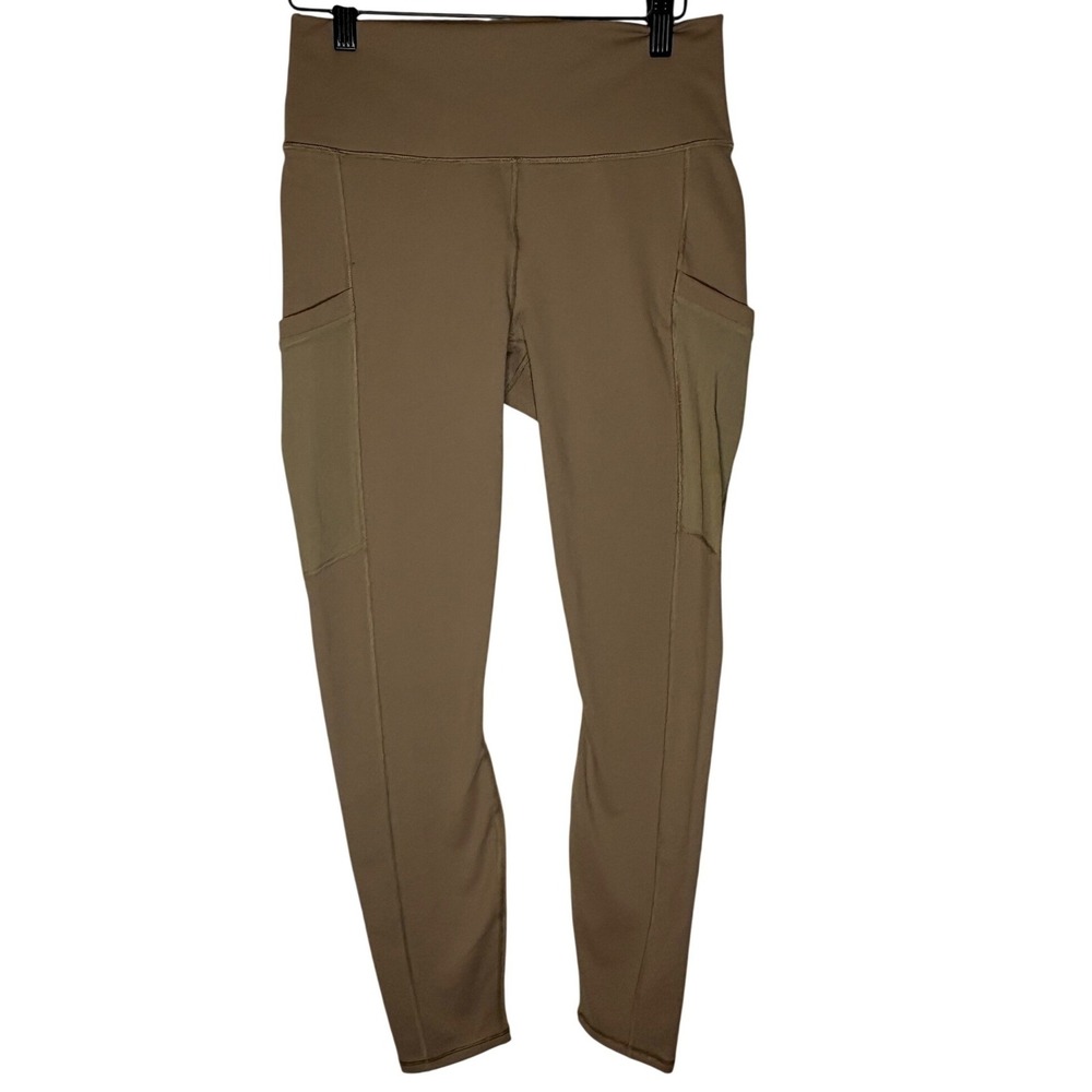 Fabletics PowerHold High Waisted Mesh Pocket Leggings Tan Brown Womens M